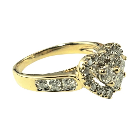 14 Karat Yellow Gold Diamond Heart Ring Size 6.25 #15699 - Picture 3 of 7